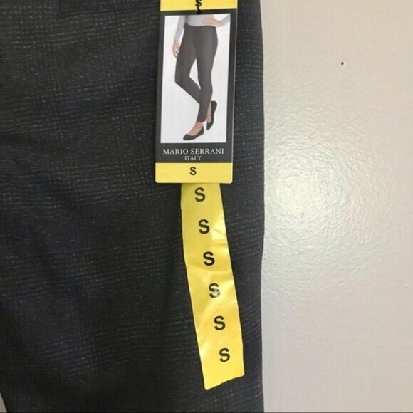 NWT Mario Serrani Plaid Knit Legging Small Slim Modern Fit Charcoal High Compact - Picture 7 of 12